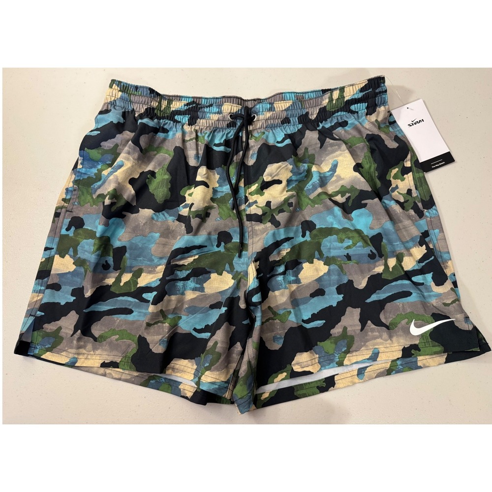 Nike Swim Trunks Men XXL Multi Camo NESSE548-001 Stretch Board Shorts NEW
